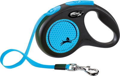 Flexi New Classic Neon Tape Rollijn | Zwart/Blauw