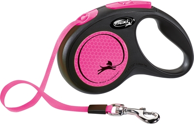 Flexi New Classic Neon Tape Rollijn | Zwart/Roze
