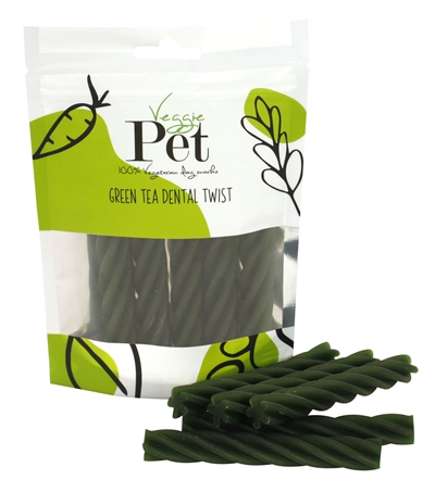 Veggie Pet Green Tea Dental Twist | Vegetarische Kauwsnack