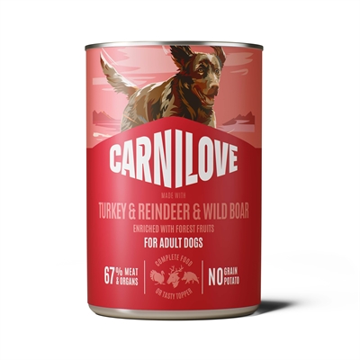 Carnilove Natvoer Hond | Kalkoen, Rendier & Wildzwijn 6 × 400 g